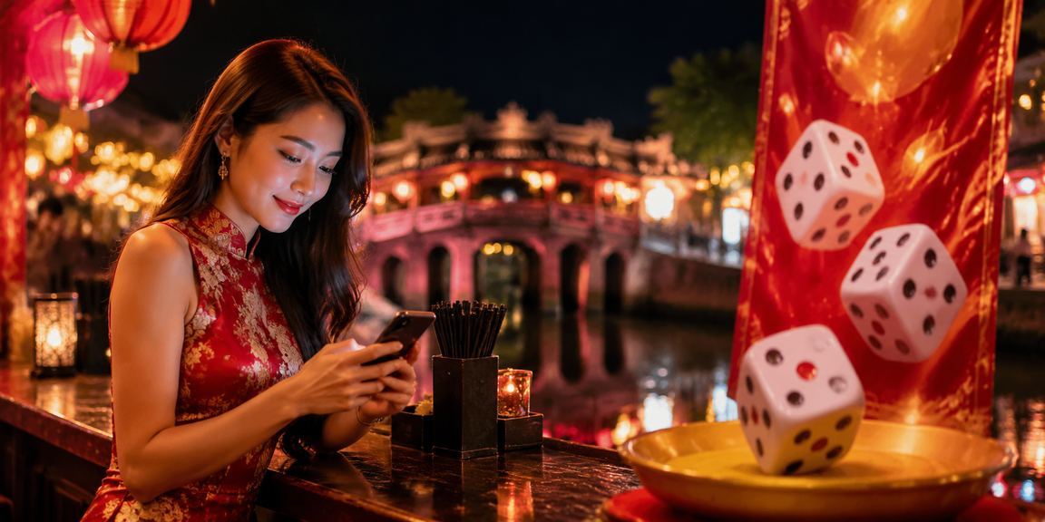 Người chơi tại chợ đêm Hội An tham gia trò tài xỉu trong không khí lễ hội